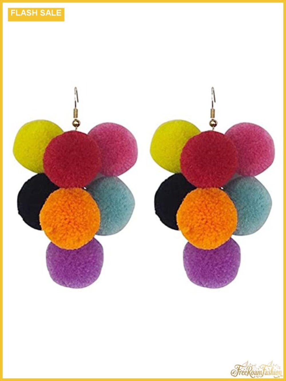 Boho Fur Ball Dangle Drop Earrings Hypoallergenic Lightweight Gift
